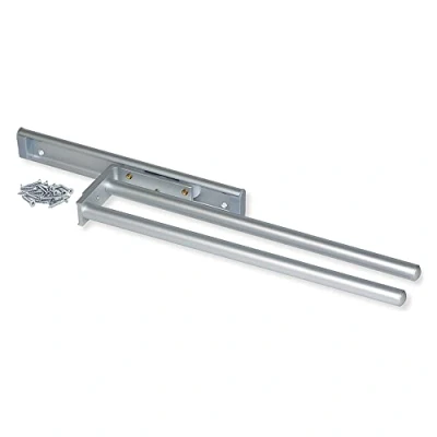 Imagen de Emuca Toallero Extensible 2 Brazos, Colgador de Toallas para baño o Cocina Aluminio anodizado Mate, 440mm Largo