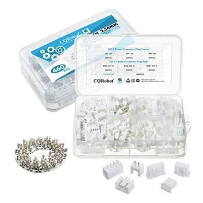Imagen de CQRobot JST XH 2,54 mm Paso 2 Pines/3 Pines/4 Pines IC Enchufe Macho, Receptáculo Hembra Carcasa y T Forma Engarce Terminal. 90 Juegos/460 Piezas Conector Adaptador Cable Componentes.