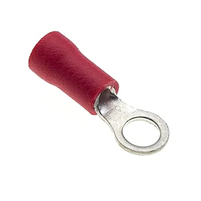 Imagen de Terminal De Anillo Paquete 100, Rojo, 4mm, 25A, 22 16 AWG Conectores Termorretráctil, Cobre Estañado, Terminales Cable Aislado