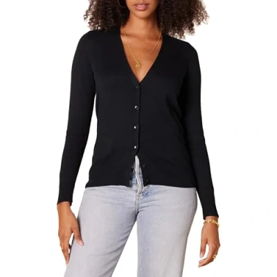 Imagen de Amazon Essentials Jersey Ligero con Cuello de Pico (Disponible en Tallas Grandes) Mujer, Negro, XXL
