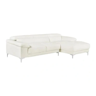 Imagen de Vente unique Sofá rinconero de Piel Solange Color Blanco Ángulo Derecho
