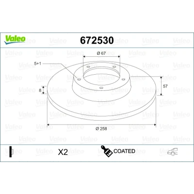 Imagen de VALEO 672530 Disco de freno Eje trasero 258 8 5 macizo revestido MERCEDES BENZ: Clase B, A