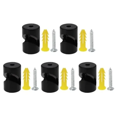 Imagen de Create idea 5 juegos de descentralizador alambre negro con tornillos, tubo expansión, cable pared y techo, descentralizador, gancho en V, clip plástico para lámparas araña