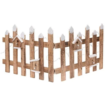 Imagen de valla decorativa de madera con 30 LED en color natural, 100 x 40 cm, mini jardín iluminada