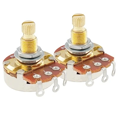 Imagen de Musiclily Pro Latón Rosca Full Tamaño Métrico Split Shaft Control Pots B25K Linear Taper Potenciómetros para Guitarra (Set de 2)