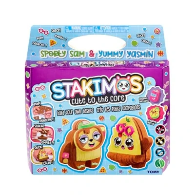 Imagen de TOMY Stakimos Sporty Sam y Yummy Yasmin Juego de manualidades para niños construir tus propios adorables personajes 3D espuma poliéster reciclada No necesita pegamento ni corte Kits