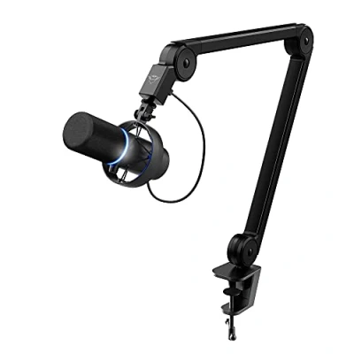 Imagen de Trust Gaming 24354 GXT 255+ Onyx Micrófono Profesional con Brazo, Patrón Cardioide, Filtro Pop, USB, LED, para Grabación, Podcasting, Streaming, Radiodifusión, Negro