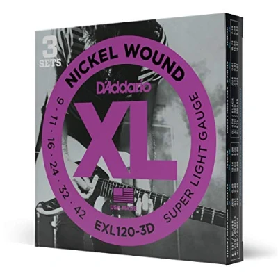 Imagen de D&#039;Addario cuerdas guitarra Electrica EXL120 3D Juego de para eléctrica acero y níquel, 009 .042