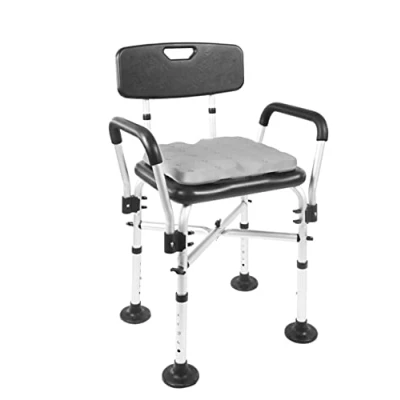 Imagen de KMINA Silla Ducha Mayores (150 kg) con Refuerzo Doble Barra y Cojín, Taburete Baño Adulto, Ancianos Ducha, Negro, Montaje sin Herramientas Fabricado en España