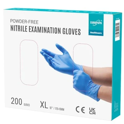 Imagen de EUROPAPA® 200 Guantes De Nitrilo Desechables Que Cumplen Las Normas EN455 EN374, Sin Polvo Ni LÁTex, Disponibles En Tallas S, M, L Y XL (XL, Azul OcÉAno)