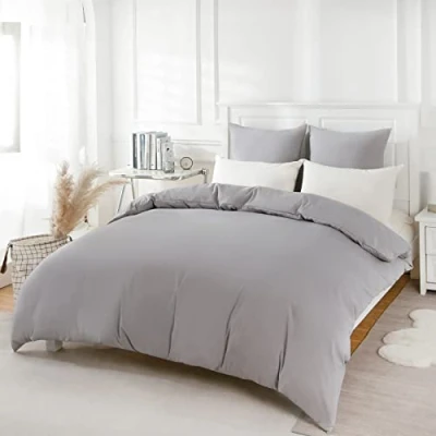 Imagen de REDKEY Funda Nordica Cama 90,Juego de Edredon 135x200 y 1 Almohada 80x80cm Juego Microfibra cepillada Suave (Gris Claro)