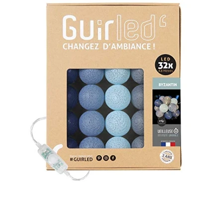 Imagen de GuirLED Guirnalda luminosa bolas de algodón LED USB Luz noche para bebé 2h Adaptador corriente dual 2A incluido 3 intensidades 32 3,2m Byzantin