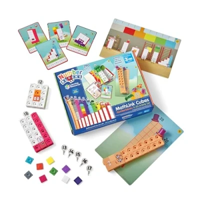 Imagen de Learning Resources set de actividades con cubos MathLink Numberblocks del 11 al 20 , relacionadas los episodios la serie Numberblocks, policubos para matematicas infantil, 3+ años
