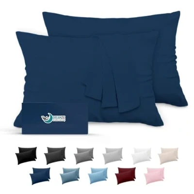 Imagen de Dreamzie Fundas de Almohada (Juego 2) para Las Almohadas 50 x 80 cm, Azúl Oscuro, Microfibra (100% Poliéster) Cojines Calidad con una Suavidad Incomparable