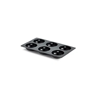Imagen de Lékué Molde Repostería Doughnut/Donut 6 cavidades, silicona platino Negro, 540 ml