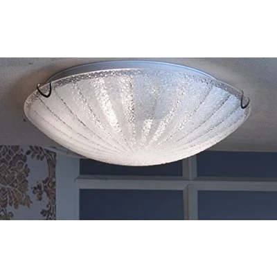 Imagen de ONLI Lámpara de techo Crux E27, cristal blanco, diámetro 30 cm, estilo moderno para dormitorio, salón, baño