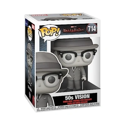 Imagen de Funko Pop! Marvel: WandaVision Vision 50s Blanco y Negro 1/6 de Probabilidades Obtener la RARA Variante Chase Figura Vinilo Coleccionable Idea Regalo Mercancia Oficial