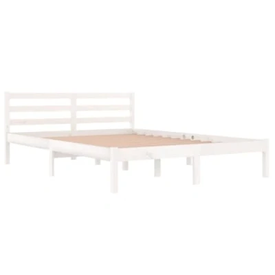 Imagen de vidaXL Estructura de Cama Invitados Salón Sala Estar Acolchada Dormitorio Habitación Mobiliario Madera Maciza Pino Blanco 140x200 cm