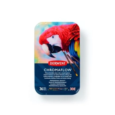 Imagen de Derwent Chromaflow Estuche de 36 Lápices, Núcleo 3.5mm y Gran Dureza, Textura Suave Fácil Mezclar, Ideal para Dibujar, Pintar Colorear, Calidad Profesional, 2306012