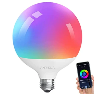Imagen de ANTELA Bombilla Inteligente Alexa E27, Led Wifi 15W 1521 Lm, Compatible con Alexa/Google Home, RGB Luz Fría y Cálida 2700K 6500K, 2,4G Hz Wifi, 1PC