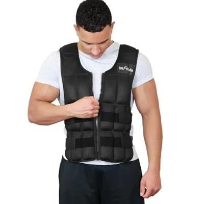 Imagen de DH FitLife Chaleco Lastrado Ajustable 10/20/30 kg para Musculación y Entrenamiento de Fuerza con Peso Correr Hombres Mujeres (Negro 30kg)
