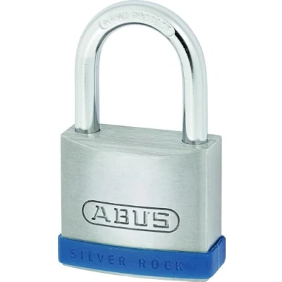 Imagen de ABUS Candado Silver Rock 5/50 de zinc macizo con marco protección silicona Cerradura sótano y otros m Nivel seguridad 7 Azul/Plata