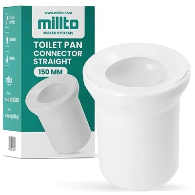 Imagen de Millto™ Boquilla de conexión para inodoro, 150 mm, tubo conexión, accesorios desagüe, sistema alcantarillado, inodoro