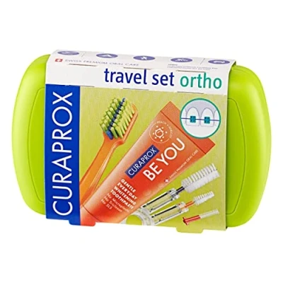Imagen de Curaprox travel Set Ortho green, toothbrush, interdental brush, toothpaste 10ml, box