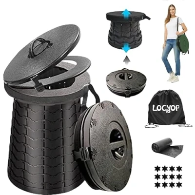 Imagen de LOCYOP Portátil Plegable Inodoro, Inodoro para Adultos Automóvil Retráctil con Lid Actualización Taburete Atasco De Tráfico/Pesca/Caza/Senderismo/Navegación