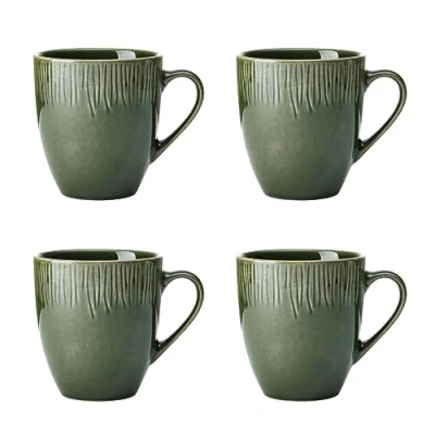 Imagen de Mikasa Jardin Juego de 4 Tazas, Verde, 420ml Tazas Gres para Té y Café Caja Regalo Apto Lavavajillas