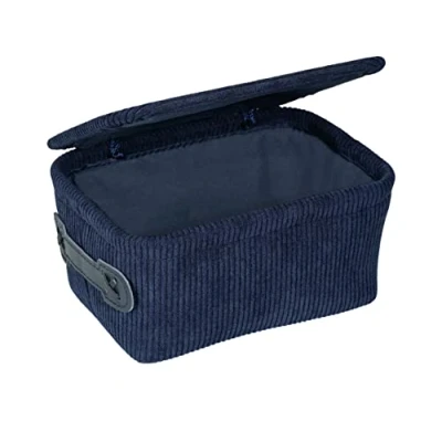 Imagen de Cesta de baño con tapa Anela, azul oscuro