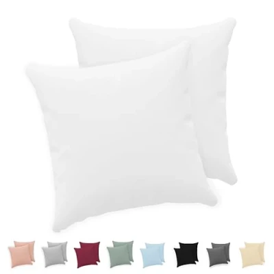 Imagen de Twinzen® Funda Almohada 40x40 (Juego de 2) Blanco 100% Algodon Jersey Cojin para Cama Protector con Cremallera