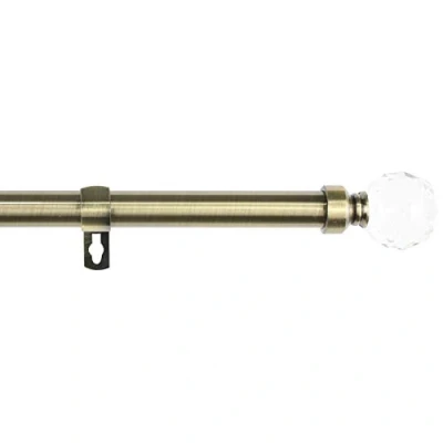 Imagen de MERCURY TEXTIL Barra Sencilla Forja Universal Extensible,Barra de Cortinas Decorativa Extensible Acero (Dorado, 120 210cm Bola Cristal)