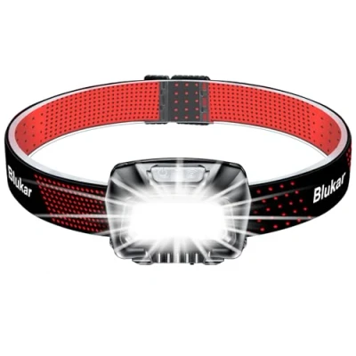 Imagen de Blukar Linterna Frontal LED Recargable, 2000L Cabeza Super Brillante con Control de Sensor &amp; Luz Rojo 6 Modos, IPX5 Impermeable, 30 horas Funcionamiento para Camping, Correr etc.