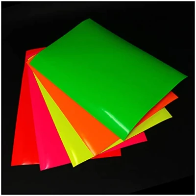Imagen de lámina para manualidades DIN A4, autoadhesiva, plóter, (neón, juego completo, 5 unidades, A4)
