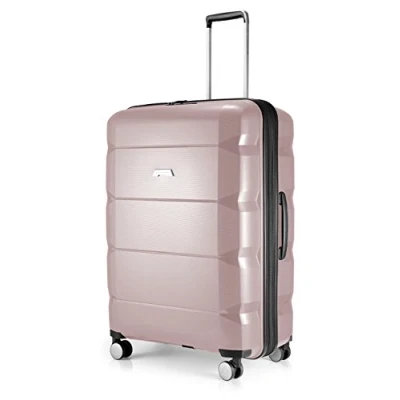 Imagen de Hauptstadtkoffer Britz Equipaje de Mano con Compartimento para Ordenador portátil, maletín Viaje Extensible, TSA, 4 Ruedas, Altrosa, 75 cm, Maleta