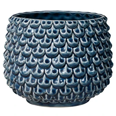 Imagen de BLOOMINGVILLE Maceta Pinecone Macetero Decorativo Redondo para Flores e Plantas Interiores L (16,5 cm ø), Color Gasolina, Cerámica