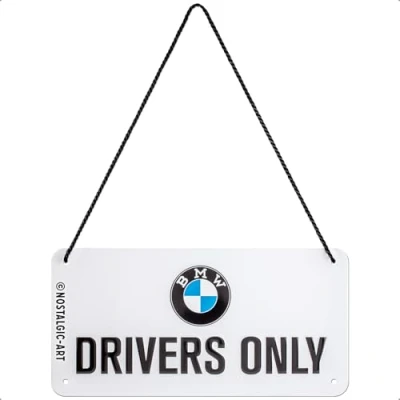 Imagen de Nostalgic Art Letrero colgante retro, 10 x 20 cm, Official License Product (OLP), BMW Drivers Only Idea de regalo para fans BMW, metal, diseño vintage
