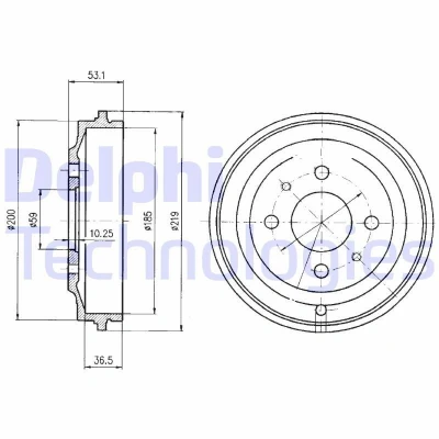 Imagen de DELPHI BF389 Tambor de Freno sin anillo sensor ABS, cojinete rueda 219 FIAT: Cinquecento, Seicento / 600 Hatchback