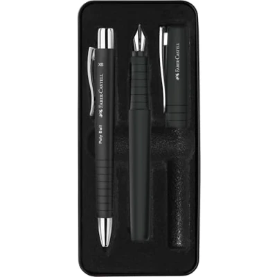 Imagen de Faber Castell 241050 Poly Pen Juego de bolígrafo y pluma estilográfica, color negro