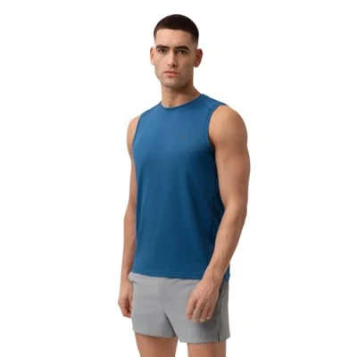 Imagen de Camiseta Deportiva Sin Mangas para Hombre, de Tirantes, Entrenamiento, Running, Azul Brillante, L