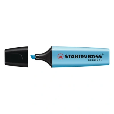 Imagen de STABILO Lote de 4 resaltadores BOSS originales recargables con punta biselada, 2 5 mm, color azul