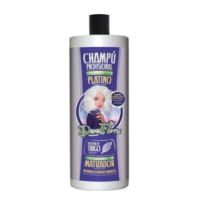 Imagen de Dona Flora Champú Matizador Platino Neutraliza Tonos Amarillos y Naranjas Pigmentos Violeta Hidrata Fortalece Ideal para Cabellos Rubios, Decolorados o Grises 1000ml