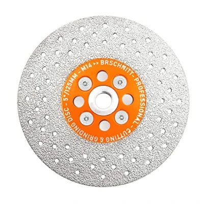 Imagen de Disco de corte diamante BRSCHNITT Amoladora angular soldada al vacío 125 mm Hoja granito con brida M14 para pulir granito, porcelana, baldosas, piedra, mármol, cuarzo