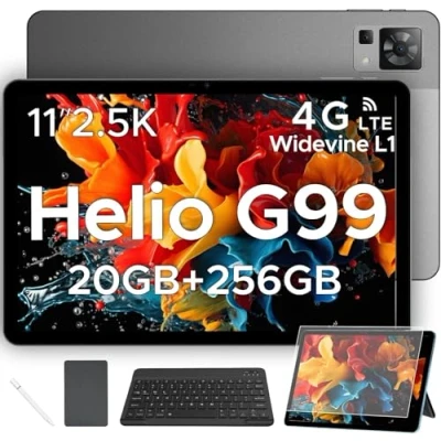 Imagen de DOOGEE Tablet 11 Pulgadas T35, Helio G99 Android 14 2.5K Pantalla FHD+, 20GB RAM 256GB ROM/2TB TF Tableta 2024, 8580mAh/20MP/Dual 4G LTE/Widevine L1/BT5.2/Face ID PC Lapiz,Funda,Teclado