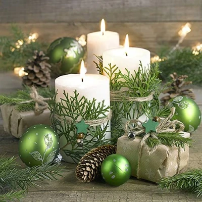 Imagen de Servietten Weihnachten 20 servilletas, velas y decoración navideña, invierno, Navidad, de mesa, 33 x cm