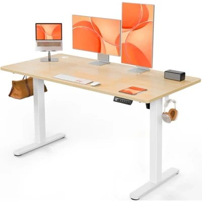 Imagen de ErGear Escritorio Elevable Eléctrico, Ajustable en Altura 140 x 70 cm, Mesa con Panel Inteligente de 4 Memorias, Oficina Casa Tablero Ensamblado