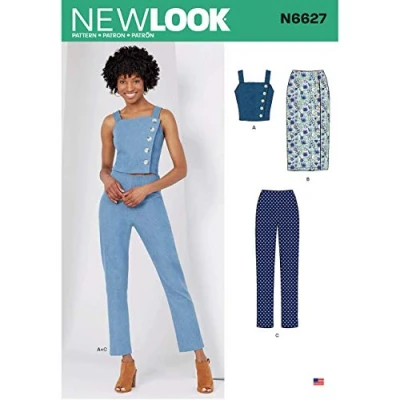 Imagen de New Look Patrón de costura N6627 para camiseta, falda y pantalones mujer, color blanco