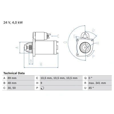Imagen de BOSCH 0 986 011 280 Motor de arranque 24 4 9
