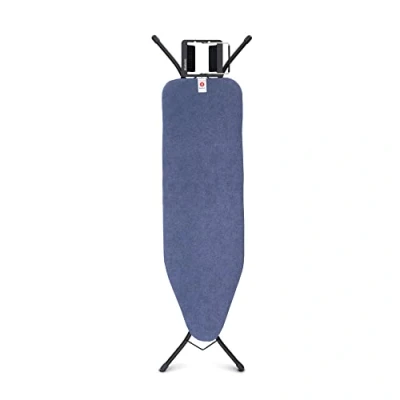 Imagen de Brabantia Mesa de Planchar B para Plancha Vapor Universal Ajustable Diestros y Zurdos No se Desliza Araña Plegable Azul (Denim Blue) 124x38 cm